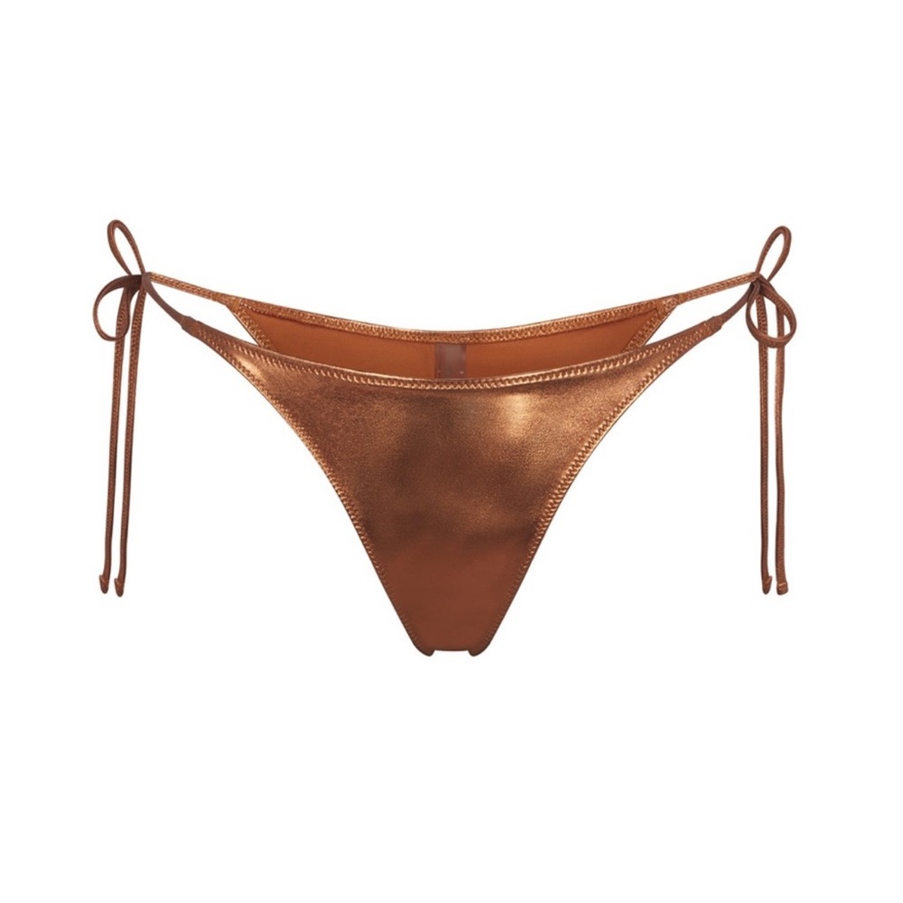 SKIMS METALLIC SWIM SKIMPY TIE BOTTOM